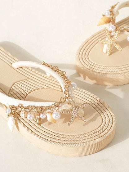 Golden Tide Rhinestone Flats
