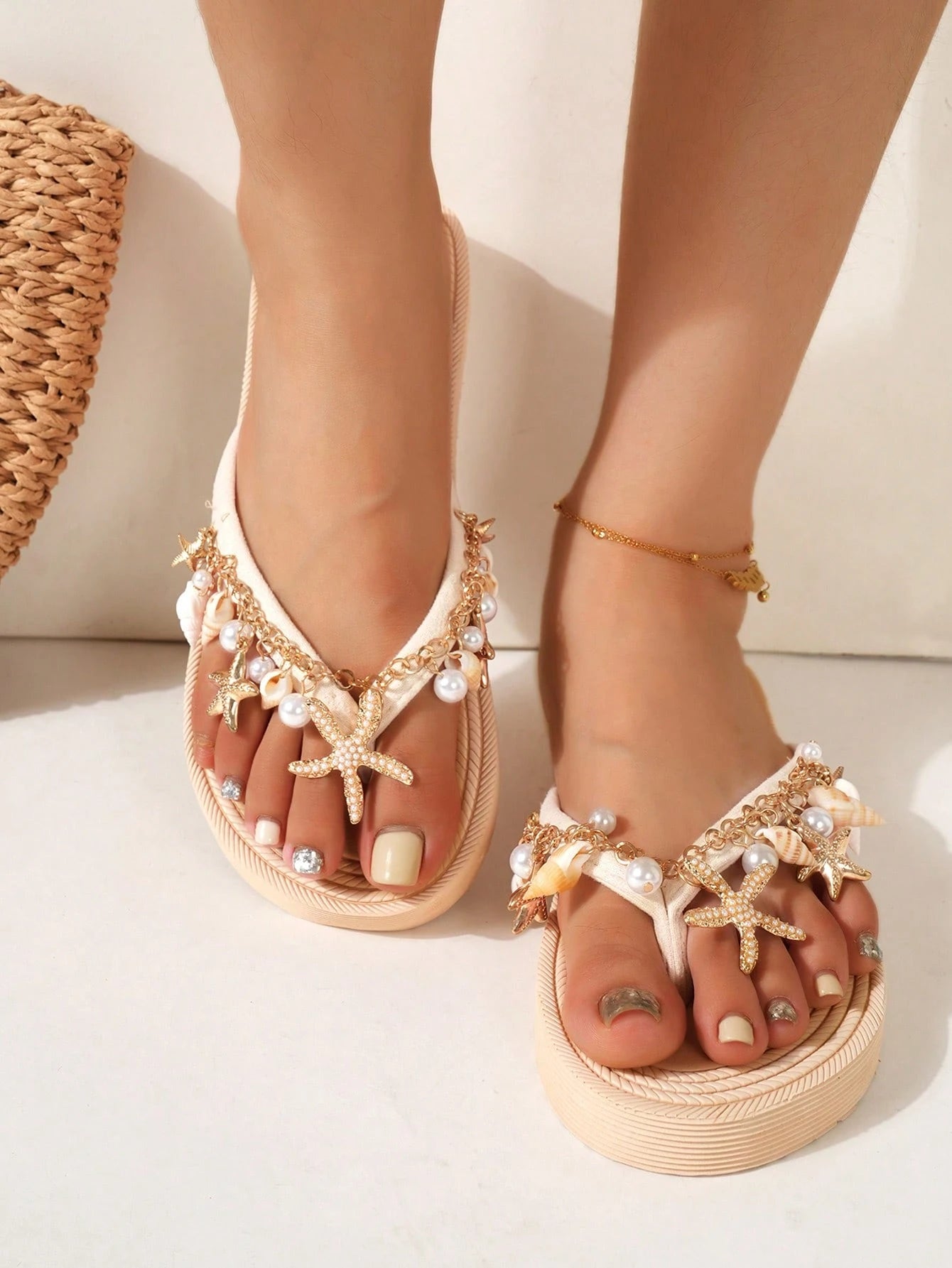Golden Tide Rhinestone Flats