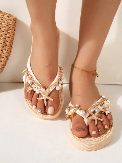 Golden Tide Rhinestone Flats