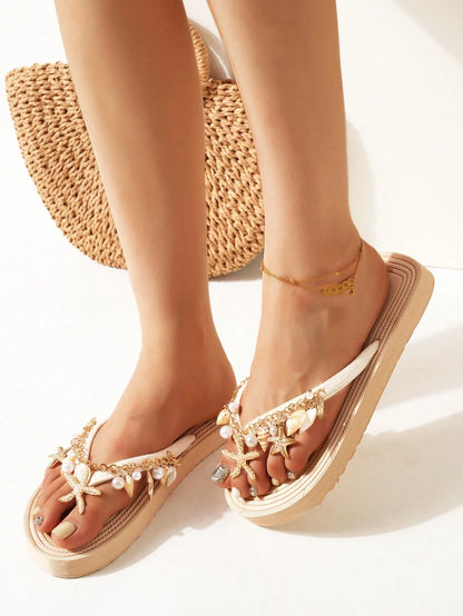 Golden Tide Rhinestone Flats