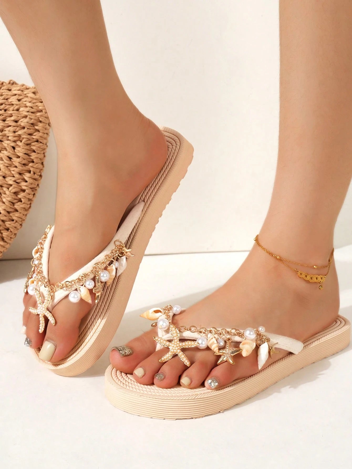 Golden Tide Rhinestone Flats