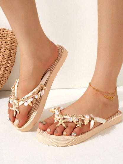 Golden Tide Rhinestone Flats