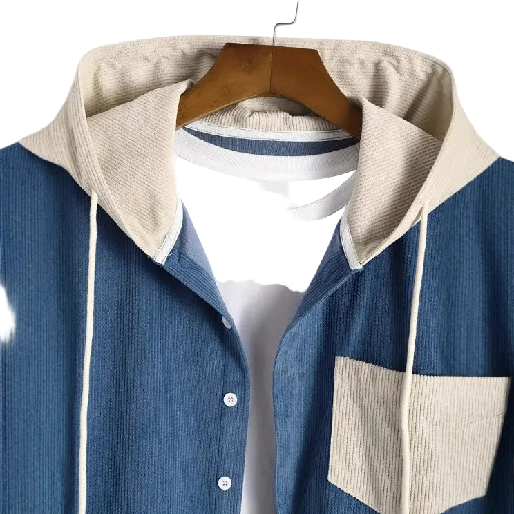 Striped Cardigan Shirt Men's Button Corduroy