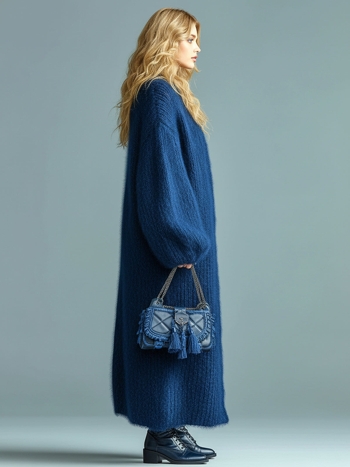 Elvarya Oversized Fuzzy Knit Cardigan