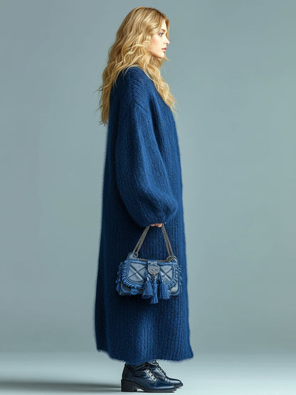 Elvarya Oversized Fuzzy Knit Cardigan