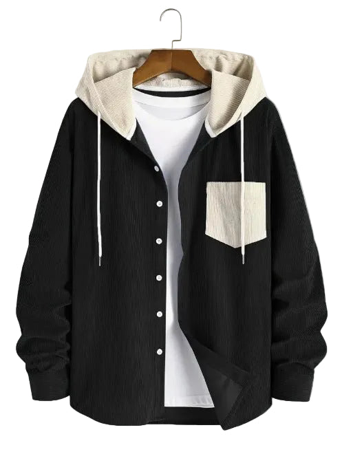 Striped Cardigan Shirt Men's Button Corduroy