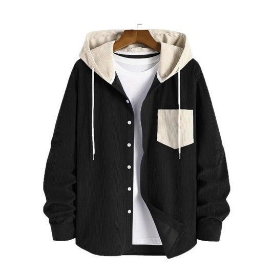 Striped Cardigan Shirt Men's Button Corduroy
