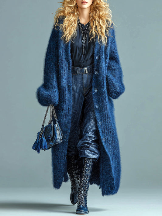 Elvarya Oversized Fuzzy Knit Cardigan