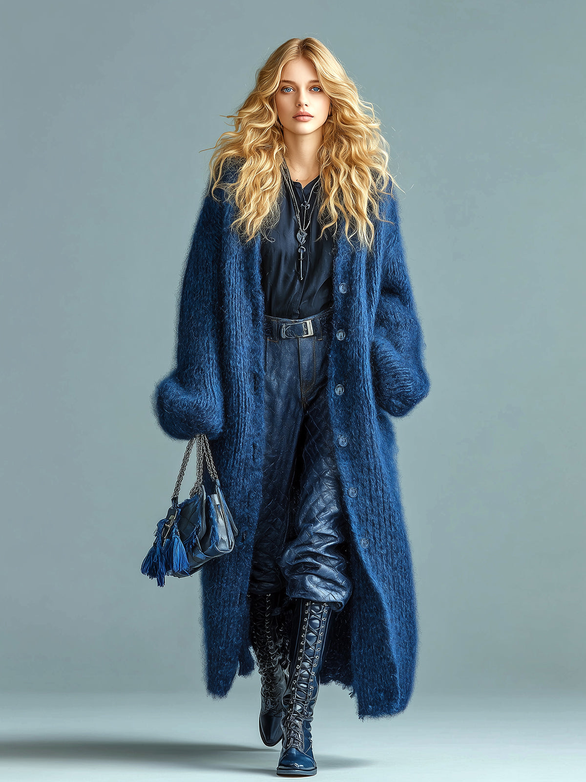 Elvarya Oversized Fuzzy Knit Cardigan
