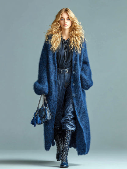 Elvarya Oversized Fuzzy Knit Cardigan