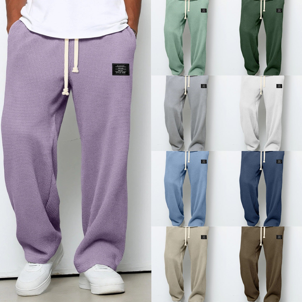 Elvarya – Wide-Leg Waffle-Knit Trousers