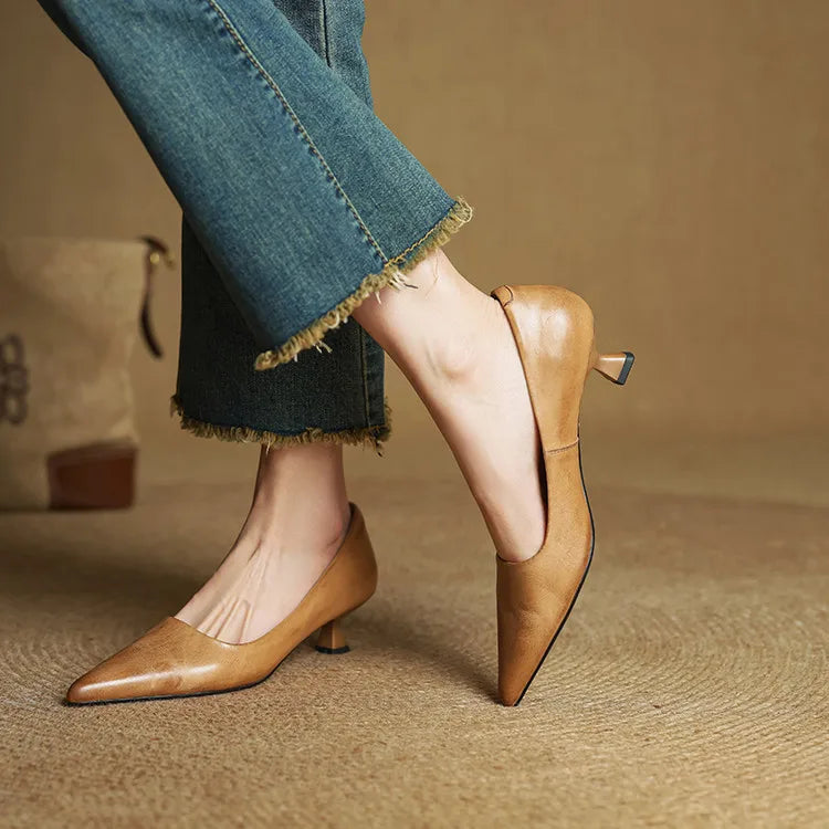 Ellie Genuine Leather Heels