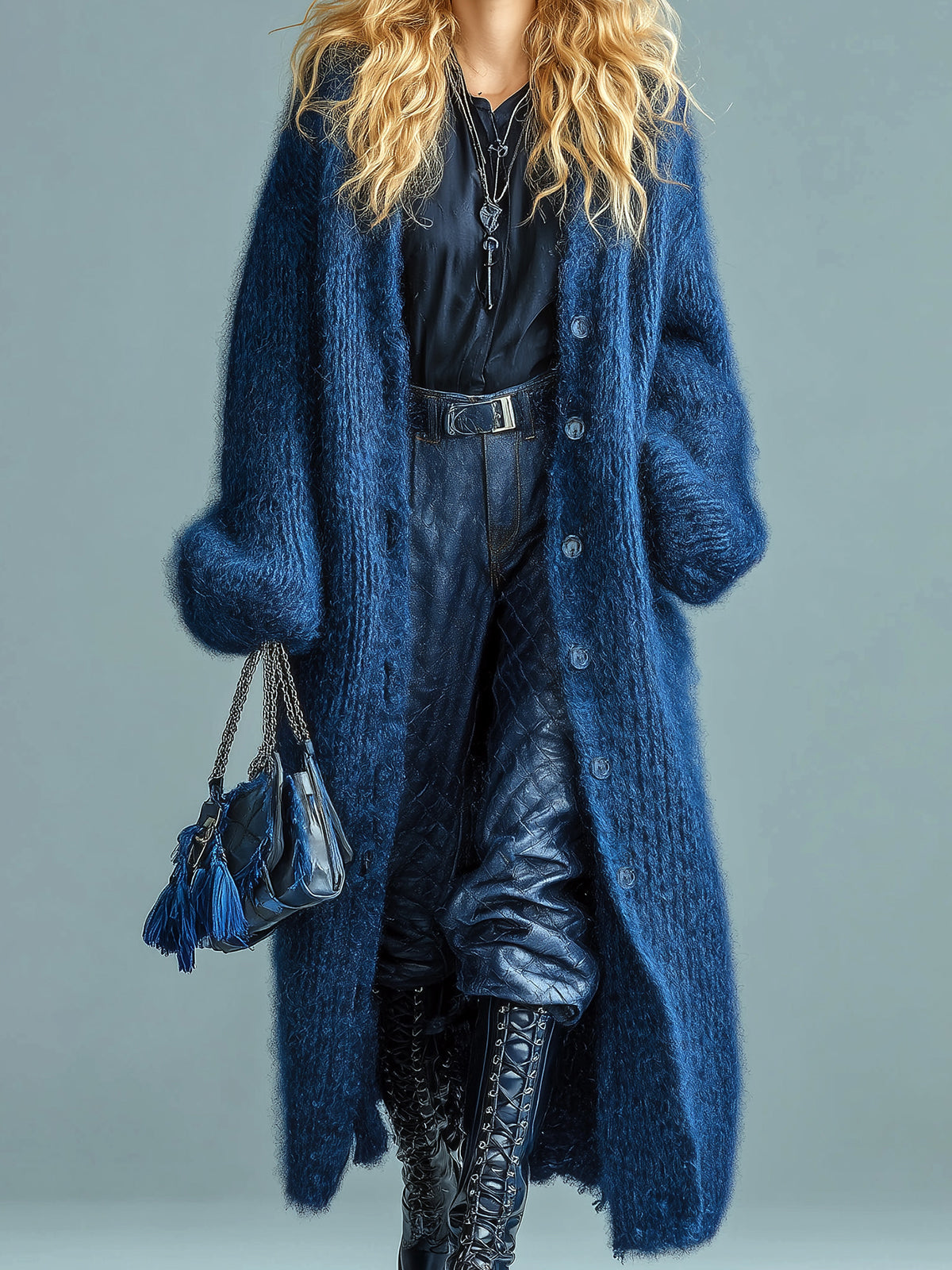 Elvarya Oversized Fuzzy Knit Cardigan