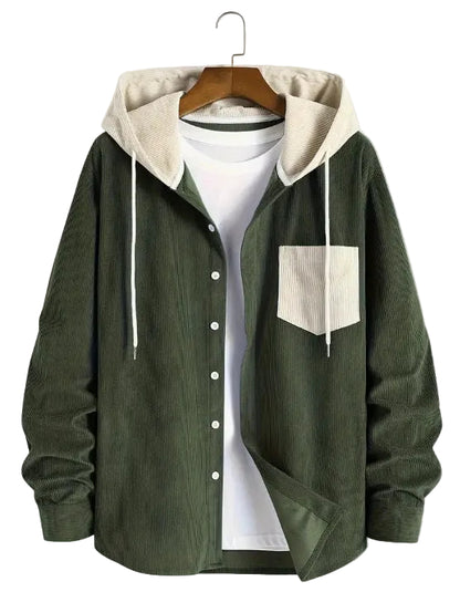 Striped Cardigan Shirt Men's Button Corduroy