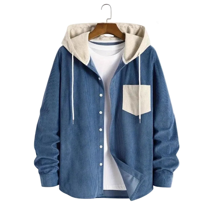 Striped Cardigan Shirt Men's Button Corduroy